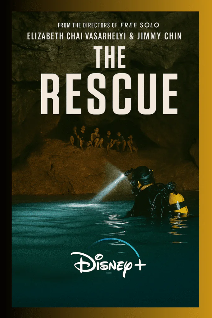 a movie cover with a diver in the water